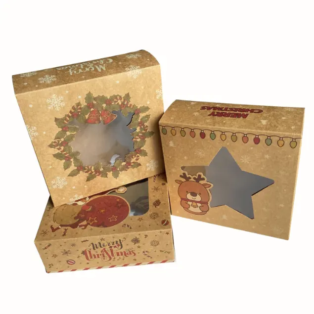 Weihnachts plätzchen boxen Weihnachten für Donuts Cupcake Candy Geschenk geben Weihnachts geschenk Backbox Weihnachts papier boxen