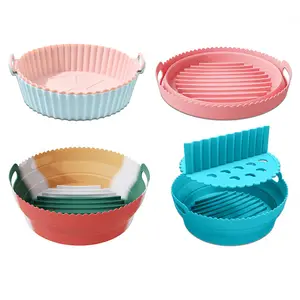 Airfryer forro de silicone para fritadeira de ar, forro de silicone reutilizável em formato redondo, cesta de cozinha, ferramentas para assar, forro de ar, forro de OEM