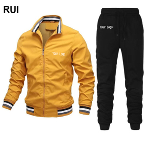 Nueva llegada de dos piezas chándal ropa deportiva para hombre con cremallera y pantalones de chándal conjunto de felpa Jogger chándal Casual gimnasio Activewear - Product Image 1