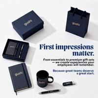 Set Hadiah Bisnis Perusahaan Logo Kustom Branding Kotak Hadiah Biru Dongker Tas Hadiah Notebook Mug Pulpen Paket Hadiah Sambutan Eksekutif