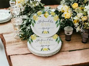 FDA Approved 9-Inch <b>Disposable</b> White <b>Plate</b> with Lemon FOIL 350gsm Scalloped Edges for Parties and Events - Product Image 3
