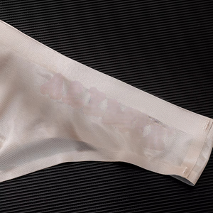 <strong>Men's</strong> Sexy Transparent Thin Ice Silk Low Waist Triangle Single Thong Sports Fitness Letters Print <strong>Briefs</strong> &amp; Boxers - Product Image 3