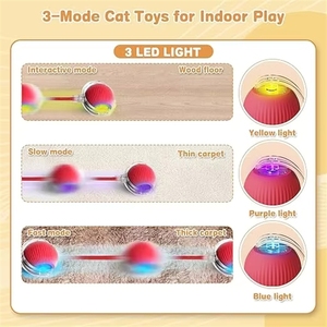 Juguete Automático para Gatos con Bola Rodante, Eléctrico, Interactivo, con Activación por Movimiento, Recargable, Anti-Mordidas, para Jugar en Interiores - Product Image 5