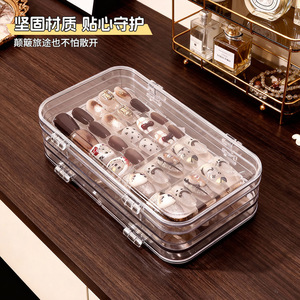 Transparent Tri Fold Nail Art <b>Box</b> Rectangular <b>Stackable</b> With Lid Jewelry <b>Storage</b> Organizer For Salon Display Cabinet - Product Image 2
