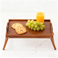 Plateau de Rangement Multifonctionnel en Bambou Naturel, Table Pliante Simple pour Usage Domestique dans la Chambre
