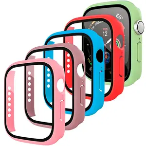 Coolyep Casing Anti Gores 7 Jam dengan Pelindung Layar 42MM 44MM Casing Penutup PC Keras untuk Casing Apple IWatch