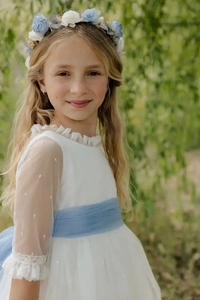 Vestidos Elegantes Personalizados para Niña de las Flores para Bodas, Media Manga con Lazo, <span class=keywords><strong>Vestido</strong></span> <span class=keywords><strong>Sencillo</strong></span> de Princesa para Fiesta de Cumpleaños, <span class=keywords><strong>Primera</strong></span> Comunión - Product Image 2