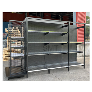 Présentoir de vente au détail métallique double face avec grille métallique de 50 mm, gris, pour supermarché - Product Image 6
