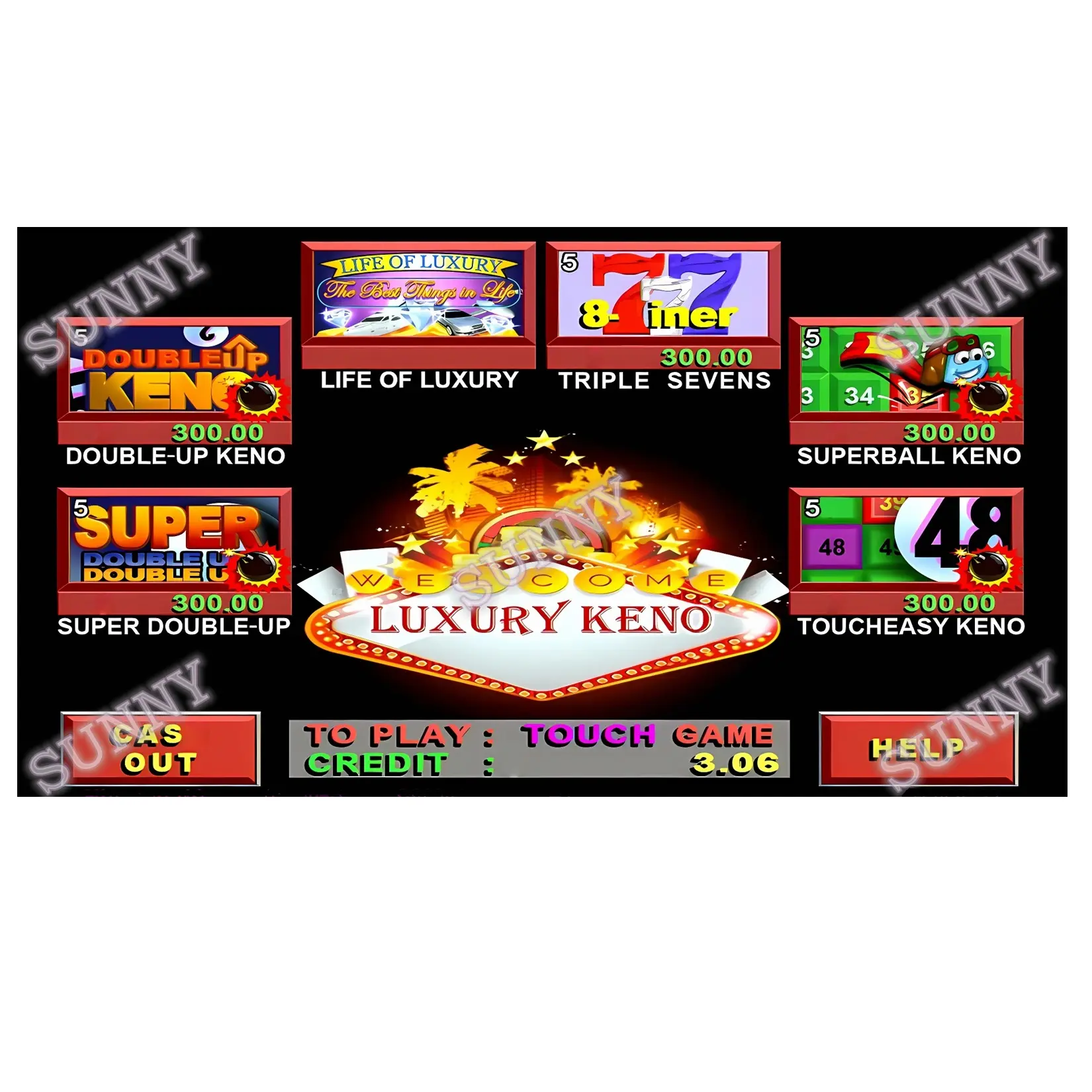 Luxury Keno game board/ Texas Keno games WMS 550 POG pot of gold 510 595 Fox 340 board Fire link Firelink game board