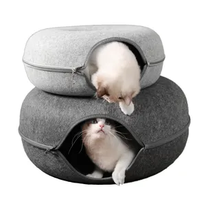 Donut Custom Kat Tunnel Buis Speelgoed Kittens Kubus Condo Kegel Indoor Vilt Kat Tunnel Rond Vilt Huisdier Nest Vilt Kat Bed