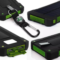 Batterie externe portable ultra-mince 10000 mAh à double port de charge rapide, étanche, solaire, ODM/OEM 2025 pour téléphones portables et ordinateurs portables