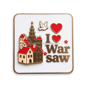 Imán de nevera de dibujos animados de esmalte de diseño de fábrica personalizado 'I for Love Warsaw Old Town Poland' Metal de recuerdo para turista de tamaño mediano - Product Image 5
