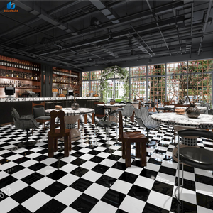 Carrelage en porcelaine effet marbre noir et blanc moderne, motif damier, 800x800mm, idéal pour café, salle de bain et sol de salle à manger - Vente Flash - Product Image 4