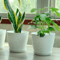 Pot de fleurs en pierre de chanvre avec plateau, respirant, absorbant, classique, rustique, minimaliste, en plastique, pour plantes en pot