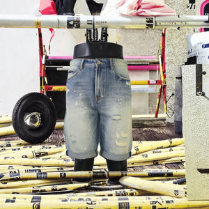 Shorts en jean déchirés et usés pour hommes, coupe droite décontractée, tissés respirants, de haute qualité, vente en gros, été, bleu - Product Image 3