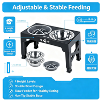 Gamelle surélevée 2-en-1 pour chats et chiens, en plastique écologique et acier inoxydable, pour alimentation lente - Vente en gros