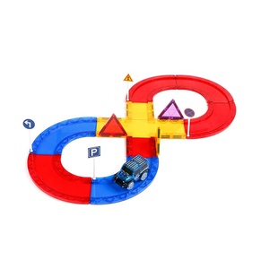 Magplayer Design 45PCs Car Racing Tracks Azulejos de construcción magnéticos Bloques de pista magnética para niños - Product Image 4
