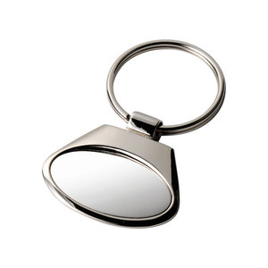 Portachiavi ovale in metallo lucido con superficie a specchio per uso quotidiano - Product Image 1