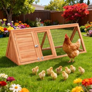 Poulailler, enclos à poules, petit poulailler en bois pour canards, cage à cailles d'extérieur, niche pour lapins, maison pour petits animaux (bois naturel) - Product Image 1