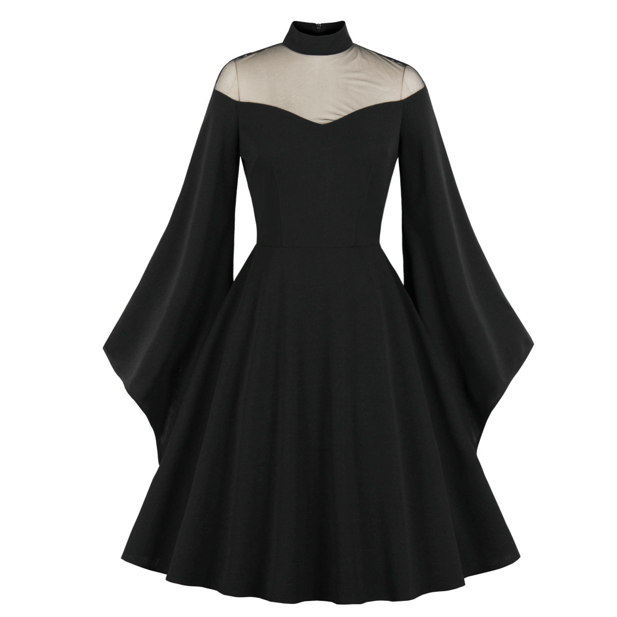 Black Flare Sleeve Dress - Elegant Women's Fashion