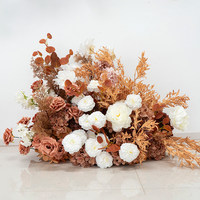 Rangkaian Bunga Mawar Sutra, Peony, dan Hydrangea Buatan Tangan yang Tahan Lama, Warna Bumi Musim Gugur, Dekorasi Latar Belakang Pernikahan, Penyewaan untuk Acara dan Pesta