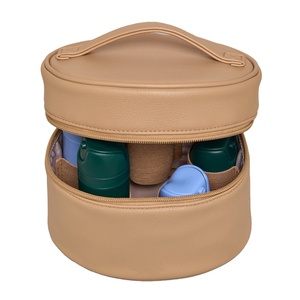 Estuche de <span class=keywords><strong>Maquillaje</strong></span> Profesional de Lujo Personalizado en Cuero PU, Organizador de Cosméticos en Forma de Cilindro Redondo con Porta <span class=keywords><strong>Brochas</strong></span> para Artistas - Product Image 4