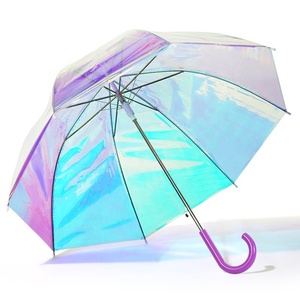 <span class=keywords><strong>Parapluie</strong></span> <span class=keywords><strong>holographique</strong></span> en plastique PVC, Transparent, irisé et de couleur, dégradé coloré, à la mode - Product Image 1