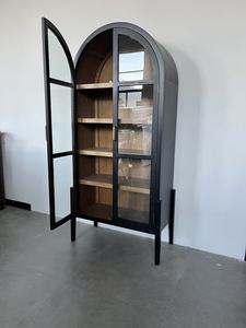 Gabinetes de almacenamiento de madera maciza de lujo americano, gabinetes de <span class=keywords><strong>vino</strong></span> de vidrio templado para sala de estar, estantes de <span class=keywords><strong>vino</strong></span> para sala de exposiciones - Product Image 4