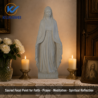 Statue religieuse de la Vierge Marie - Figurine en résine blanche artificielle sculptée à la main, imperméable, pour la décoration du jardin et de la maison