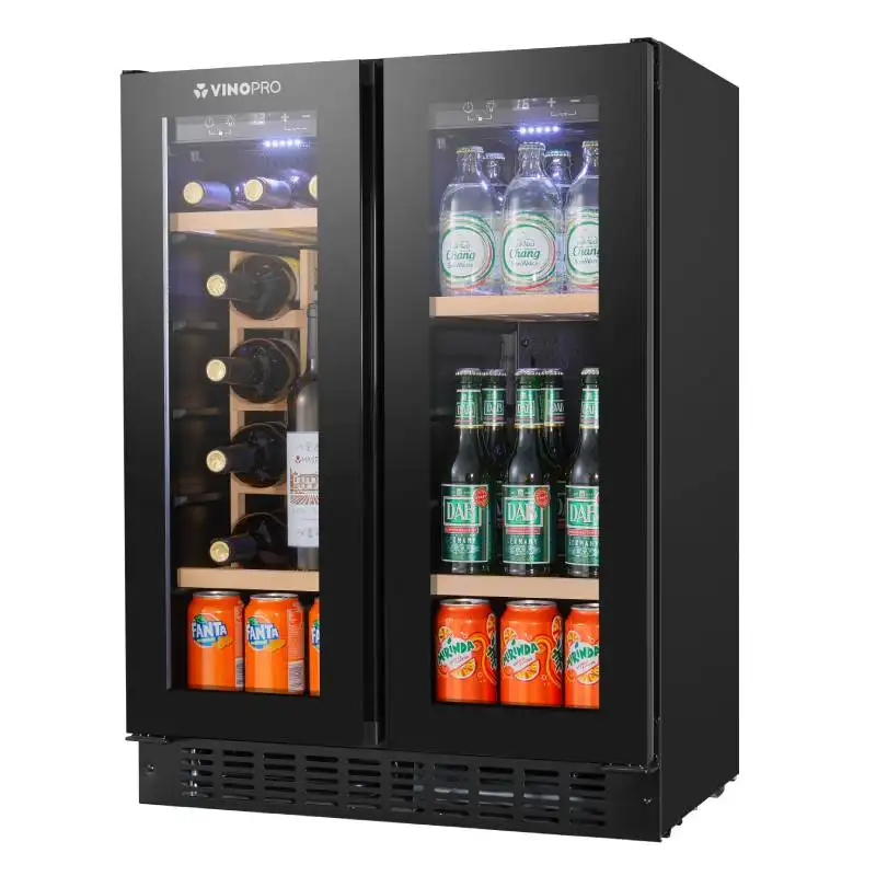 Thương mại điện tủ lạnh rượu kiểm soát nhiệt độ kép khu rượu mát