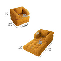 Fauteuil canapé simple pliable élégant au design moderne, 2-en-1, en mousse compressée, avec revêtement en tissu populaire, pour le loisir