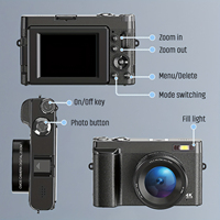 Caméra vidéo SONGDIAN 4K 48MP avec zoom numérique 16x, écran rotatif à 180 degrés, anti-vibration, flash intégré, pour vlogging et photographie