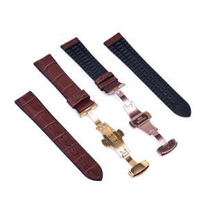 JUELONG Braun-Schwarzes Hybrid-Uhrenarmband Wasserdicht 18 19 20 21 22 24 mm Schmetterlingsverschluss Gummi-Leder Uhrenarmbänder - Product Image 3