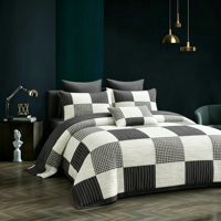 Parures de lit de luxe en polyester tissé pour très grand lit, housse de couette et draps, vente en gros, résistantes aux plis, respirantes, modernes