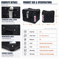 Boîte à bagages arrière pour moto 45L en PP, étanche, amovible, universelle, pour la modernisation et la mise à niveau
