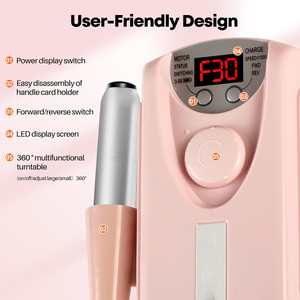 Juego de Taladro Eléctrico Profesional Portátil Inalámbrico de Acero Inoxidable Recargable por USB para Uñas, 30000 RPM, Cuidado de Uñas 1 - Product Image 3