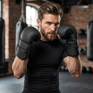 Guantes de Boxeo Unisex BST con Correa de Muñeca Ajustable, Cierre de Velcro, Interior de Algodón y Gel, Medios Dedos Descubiertos - Equipo Deportivo Protector - Product Image 1