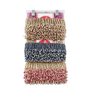 Ribete de encaje con flecos de cuentas tradicionales de lujo hecho a mano para vestidos, saris, trajes, bolsos, cortinas y decoración del hogar - Borde elegante al por mayor - Product Image 1