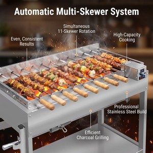 <span class=keywords><strong>Barbecue</strong></span> Rotatif Automatique Commercial Moderne en Acier Inoxydable Premium Foukou avec Système de Sécurité Flamme et Commande par Bouton - Product Image 4