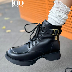 Bottes Martin classiques Ew, à boucle tendance, respirantes, à talon épais, bottes hautes pour femmes - Product Image 1