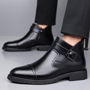 Botas de Invierno para Hombre, Estilo Chelsea, de Piel Genuina, Oxford, Casuales/Formales, Ligeras, Transpirables, Antideslizantes, con Suela Plana de Goma Suave - Product Image 6