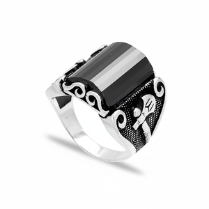Ottoman Ax Design Oval Onyx Gemstone Ottoman <b>Men</b> <b>Ring</b> Turkish Handmade Wholesale Authentic <b>Silver</b> <b>Men</b> <b>Ring</b> - Product Image 2
