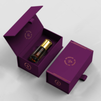 Boîtes cadeaux personnalisées en carton rigide recyclable de style livre pour flacons compte-gouttes de parfum de 30 ml, 50 ml, 100 ml avec couvercle magnétique