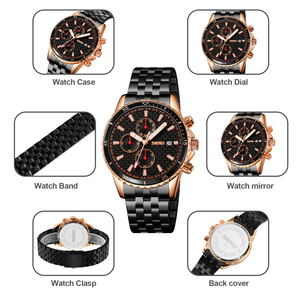 Reloj cronógrafo de lujo para hombre, reloj de pulsera deportivo de acero inoxidable, esfera taquimétrica con fecha, reloj resistente al agua hasta 30M - Product Image 3