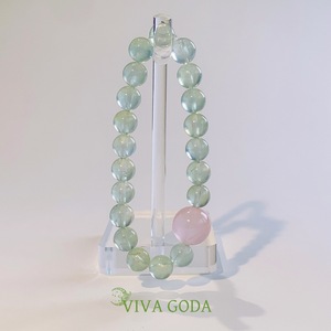 Viva <span class=keywords><strong>Goda</strong></span> Pulsera de cristal única Rosa natural con piedra de la suerte Brazaletes de diseño de cuentas de Prehnita verde fresco Accesorio de moda - Product Image 6