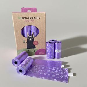 Sacs à déjections canines, 240 unités, écologiques, en plastique, design simple, parfum lavande, 1 rouleau de 15 pièces au total, 16 rouleaux - Product Image 1