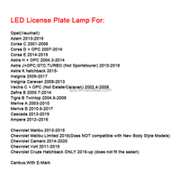 Lámpara LED para Matrícula de Coche, Sin Errores, para Opel Adam Corsa C/D/E Astra H/J/K Insignia Vectra Zafira