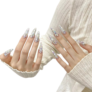 Uñas Postizas con Diseño de <span class=keywords><strong>Mariposa</strong></span> y Diamantes, Acabado <span class=keywords><strong>Cleopatra</strong></span>, Estilo Europeo y Estadounidense, Disponibles al por Mayor - Product Image 1