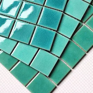 Đá Crackle Gạch Mosaic gốm hồ bơi gạch bán sự lựa chọn chìa khóa nhà bếp bán buôn sứ 300x300 tráng men Aqua màu xanh