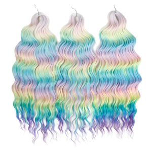 Estensioni per <span class=keywords><strong>Capelli</strong></span> Sintetici all'Uncinetto 24 Pollici, Onda d'Acqua per Trecce Colorate Arcobaleno, Ricci Profondi ANNA Tinti - Product Image 2